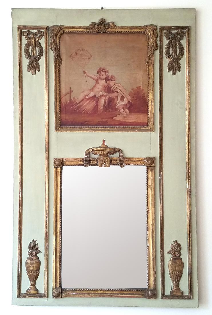 GILT CARVED TRUMEAU MIRROR (1 of 3)