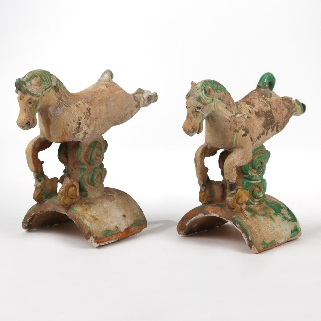 PAIR CHINESE GLAZED CERAMIC ROOF TILES (1 of 7)