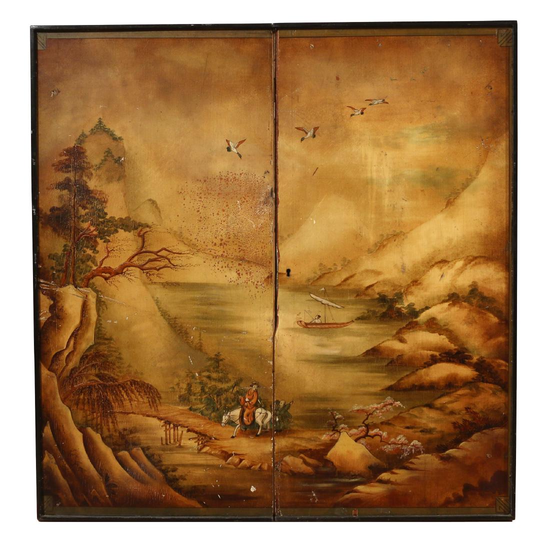 PAIR CHINESE LACQUER PANEL DOORS (1 of 4)