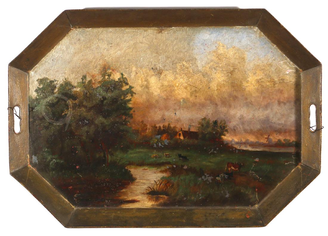 ANTIQUE PAINTED TOLE TRAY (1 of 6)