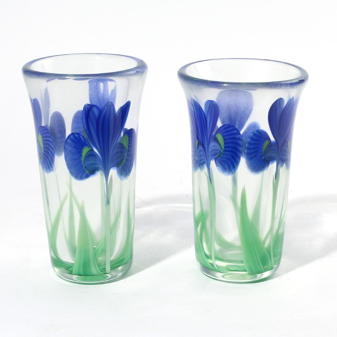 PAIR BLOWN ART GLASS VASES (1 of 4)