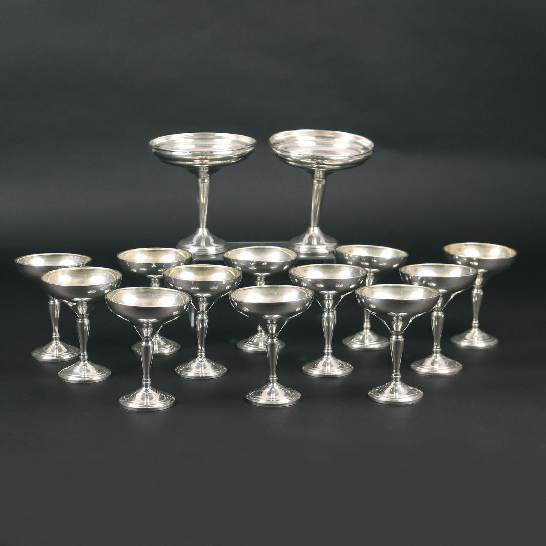 (14pc) WEIGHTED SILVER GOBLETS & OTHER (1 of 2)