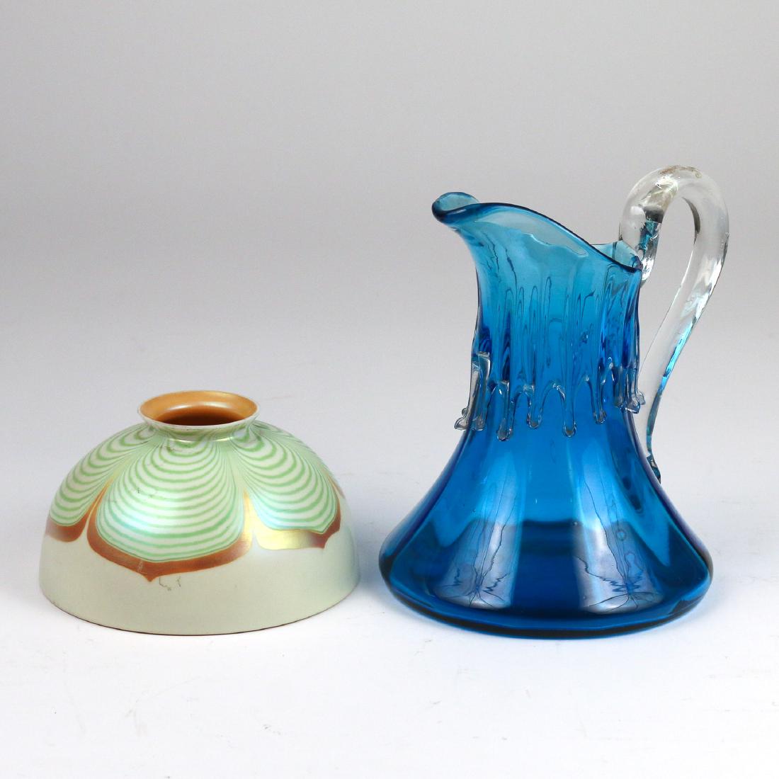 (2pc) STEUBEN SHADE & HAND-BLOWN GLASS PITCHER (1 of 6)