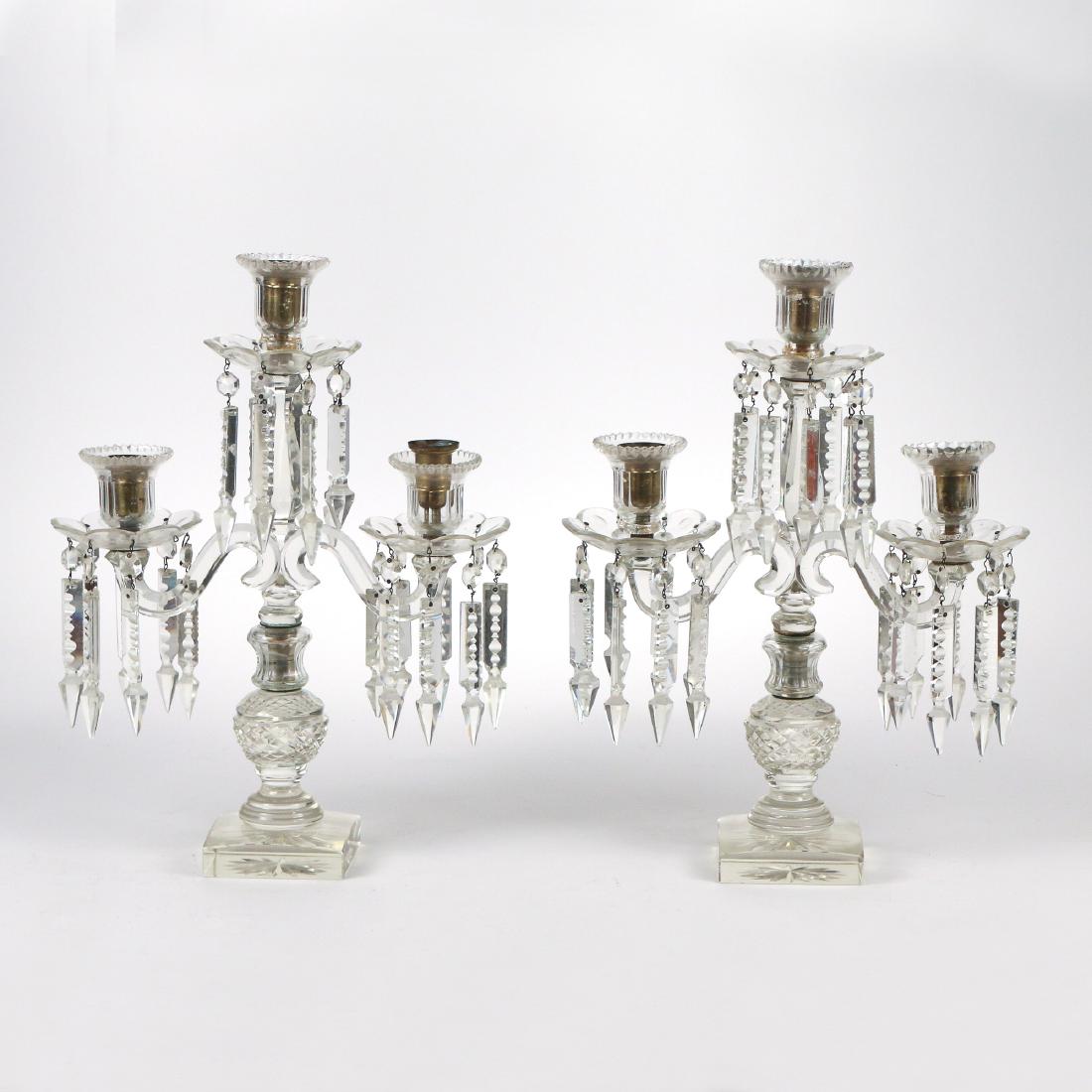 PAIR ANTIQUE CUT GLASS CANDELABRAS (1 of 4)