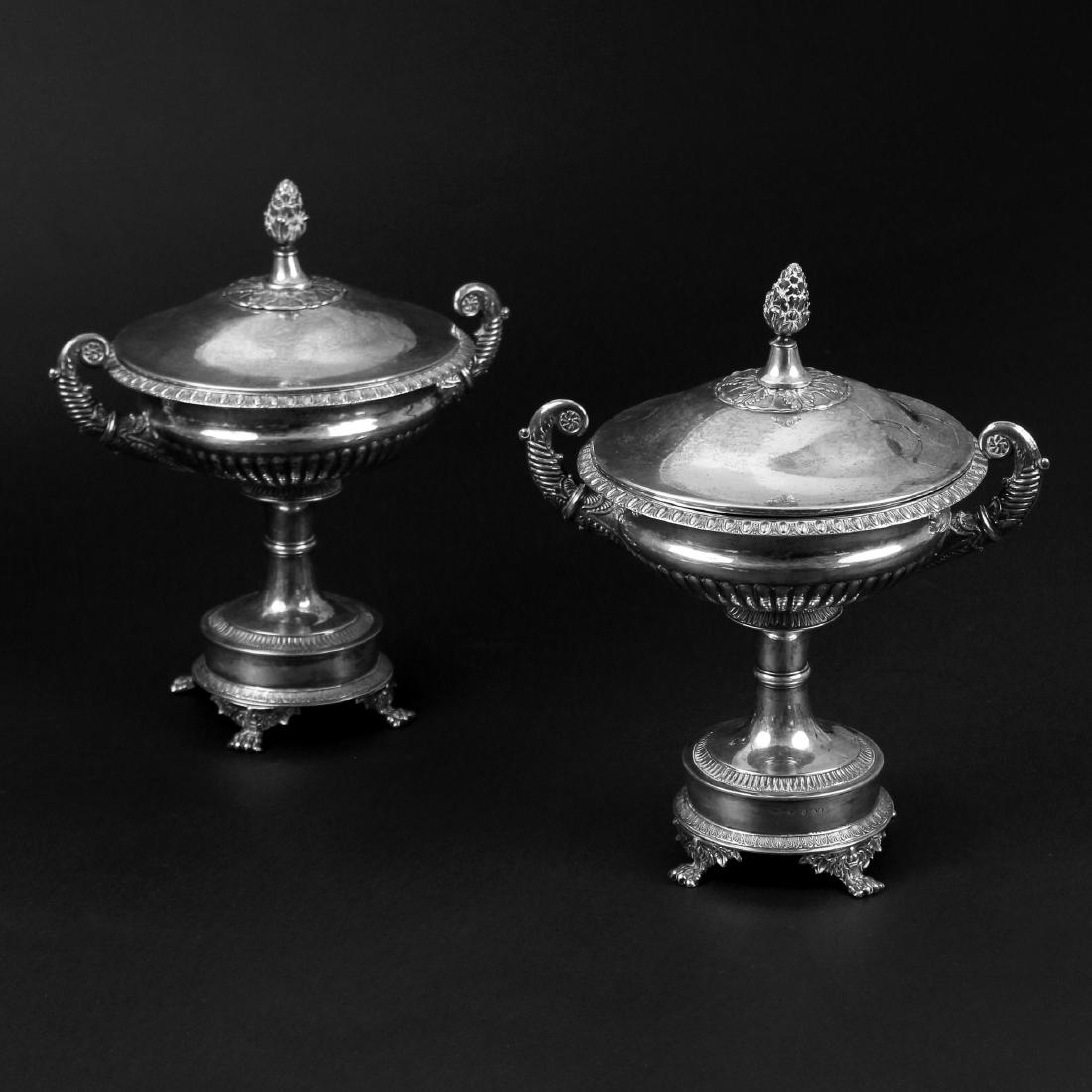 PAIR ANTIQUE SWEDISH SILVER TAZZAS (1 of 9)