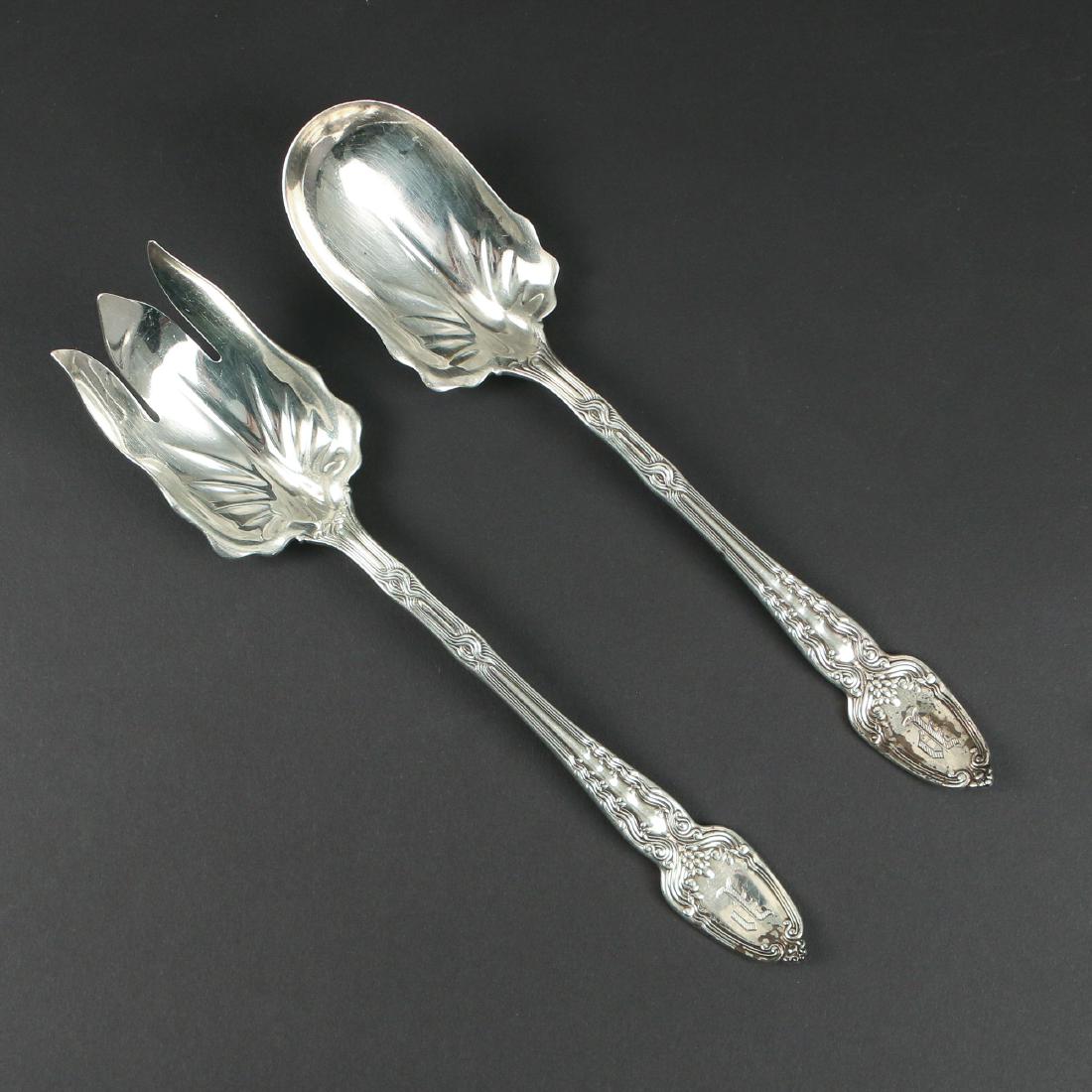 (2pc) TIFFANY BROOM CORN STERLING SALAD SERVERS (1 of 4)