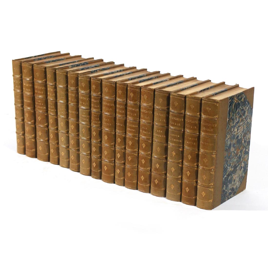 (16vol) AINSWORTH'S NOVELS: by William Harrison Ainsworth (1805-1882), London and New York: George Routledge & Sons, undated (c. 1900), bound in 3/4 green leather with gilt spines and marbled boards