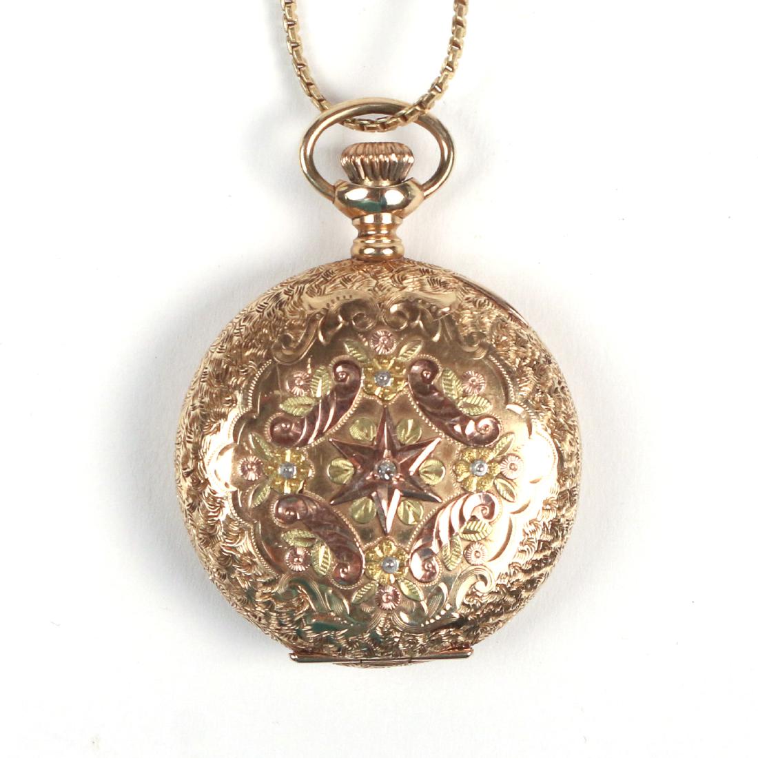 ELGIN GOLD POCKETWATCH & CHAIN (1 of 5)