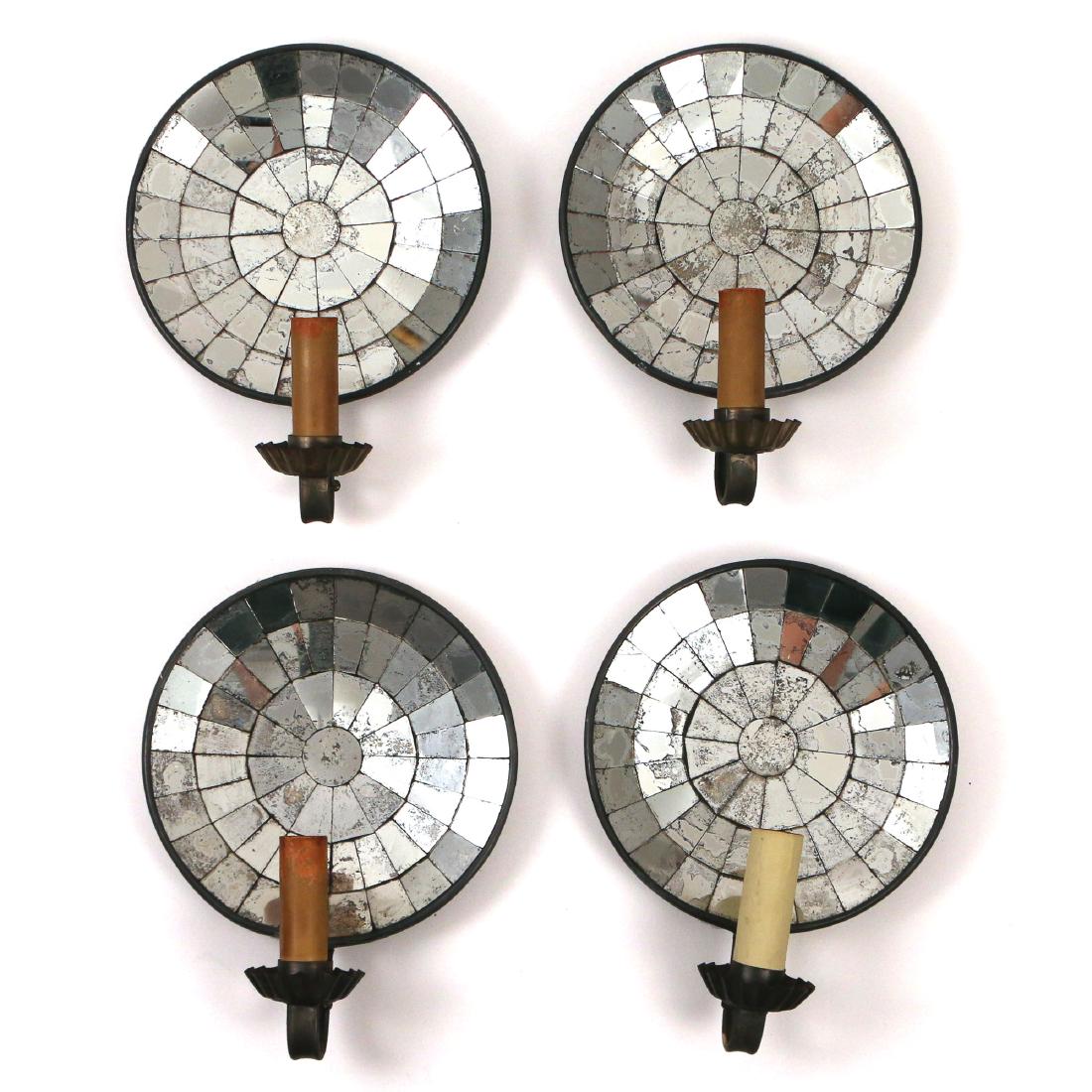 (4pc) ANTIQUE TIN REFLECTOR SCONCES (1 of 9)