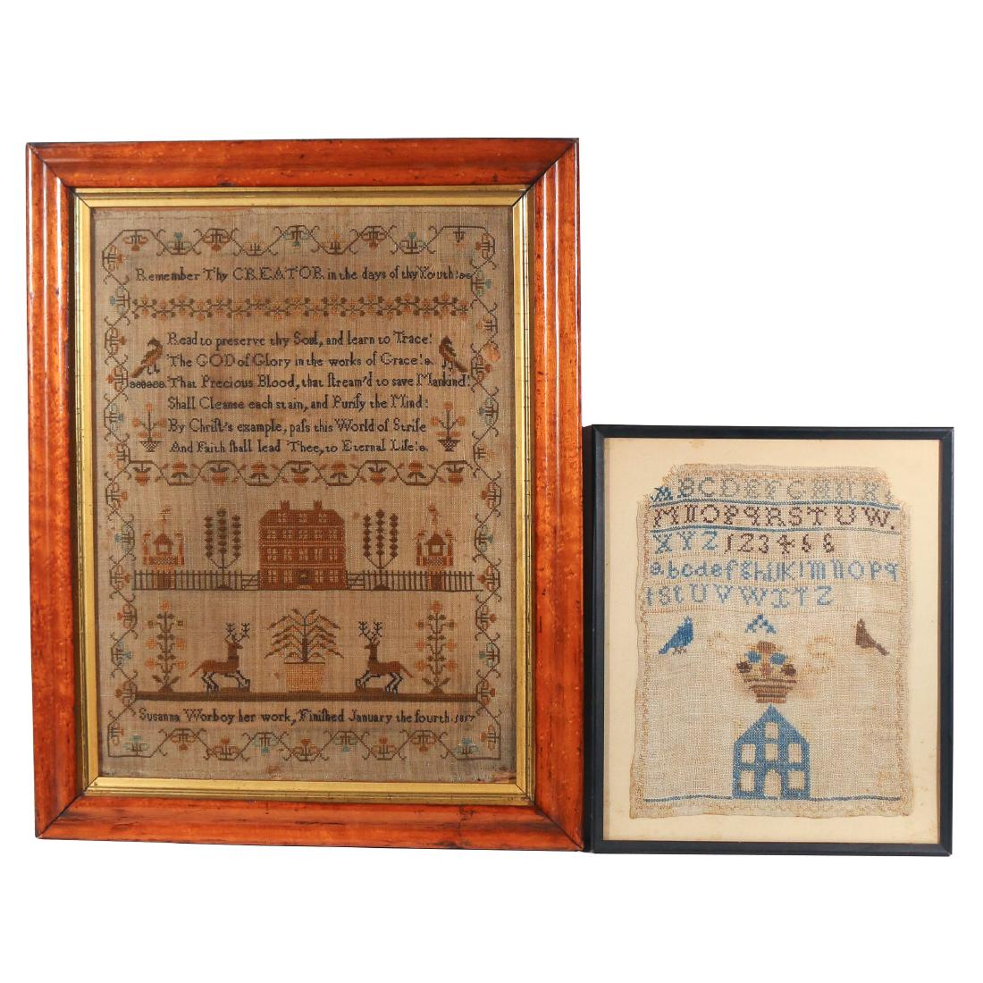 (2pc) ANTIQUE AMERICAN SAMPLERS (1 of 3)