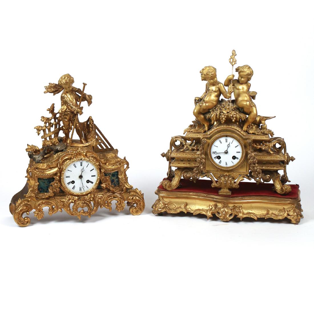 (3pc) GILT DECORATED MANTEL CLOCKS (1 of 9)