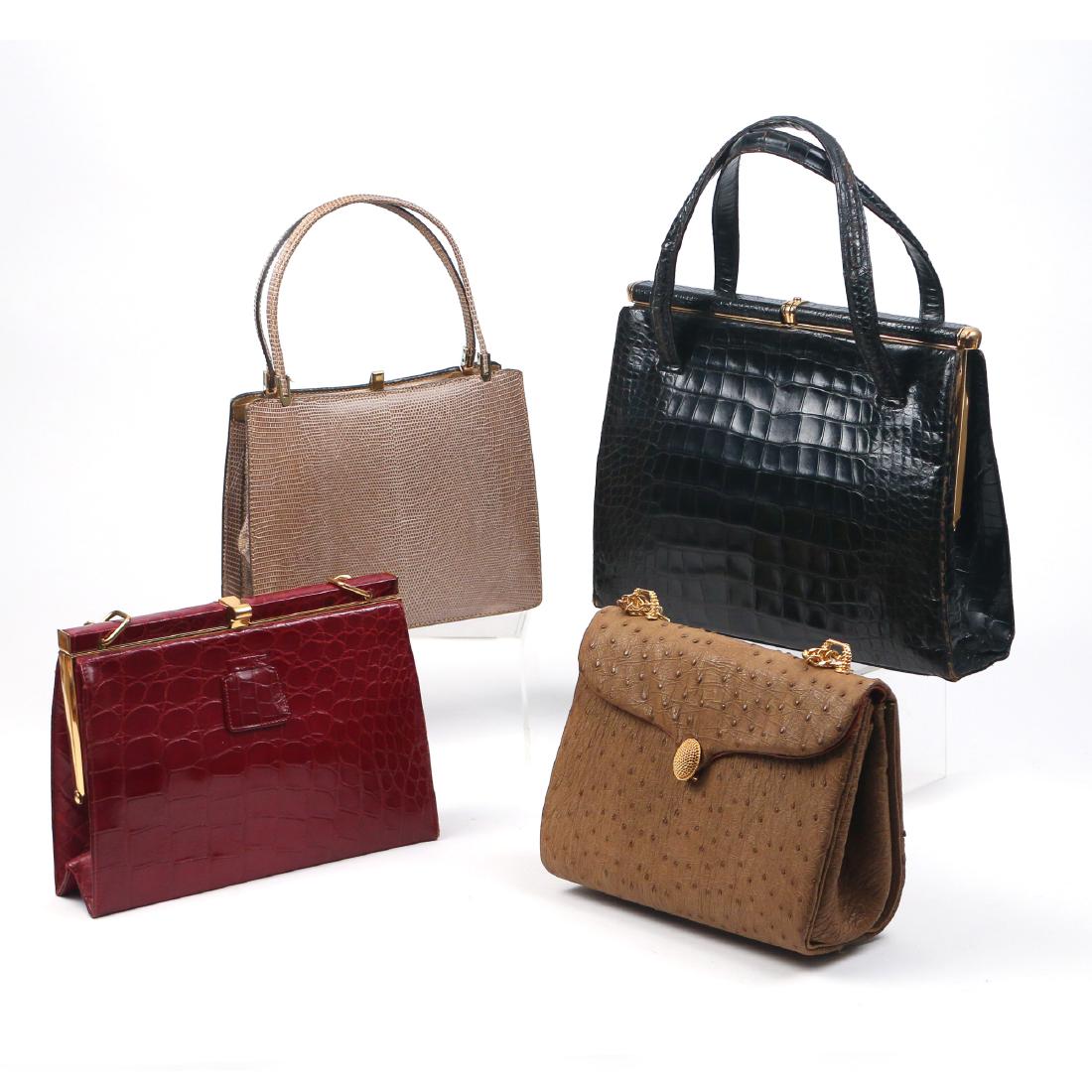 (4pc) VINTAGE LADY'S LEATHER HANDBAGS (1 of 6)