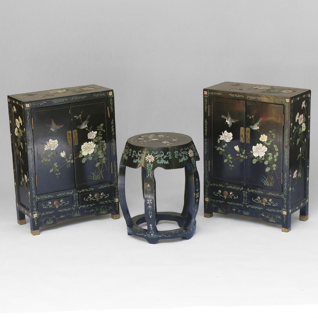 (3pc) CHINESE EXPORT COROMANDEL FURNITURE (1 of 4)