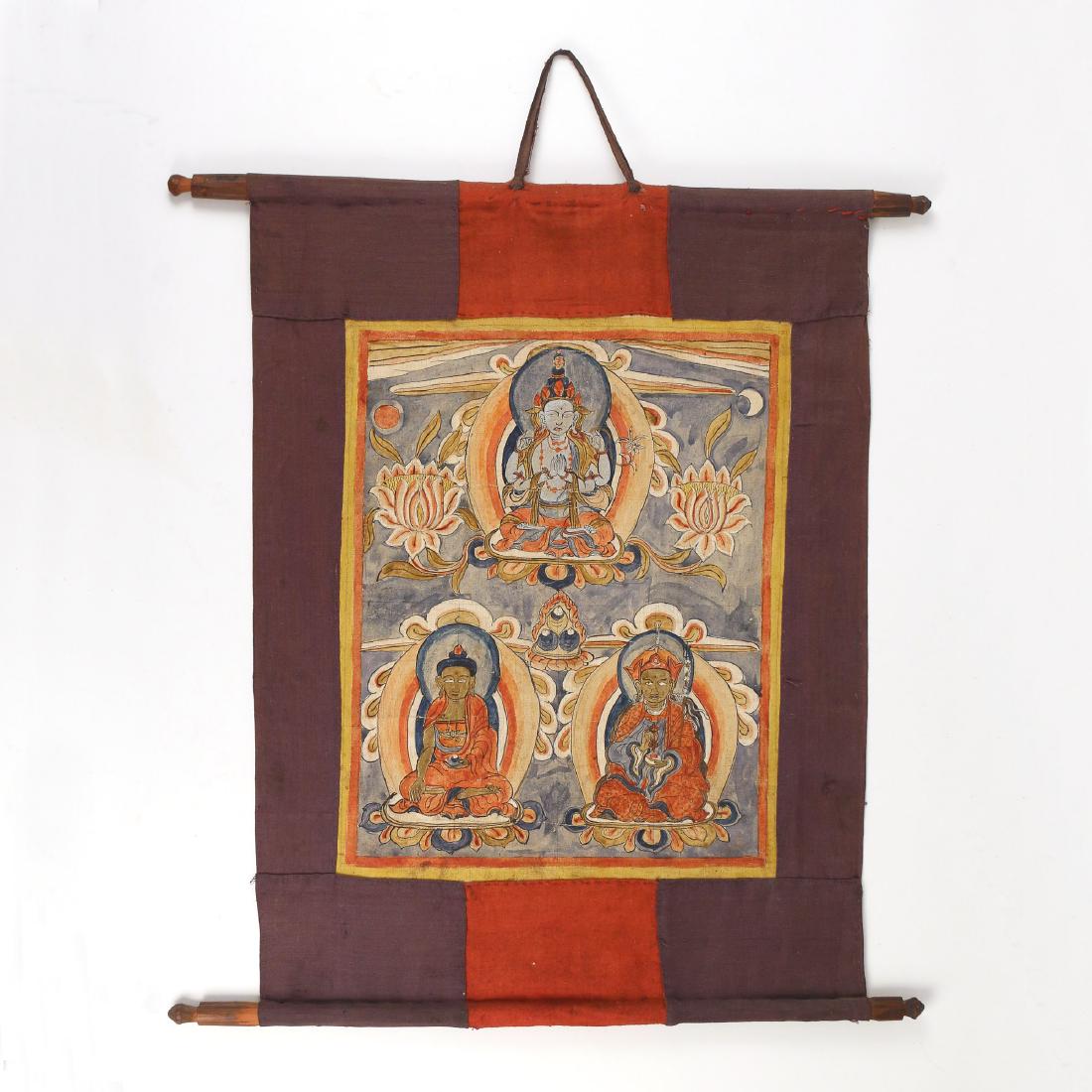 (2pc) TIBETAN THANGKA & CHINESE SCROLL (1 of 11)