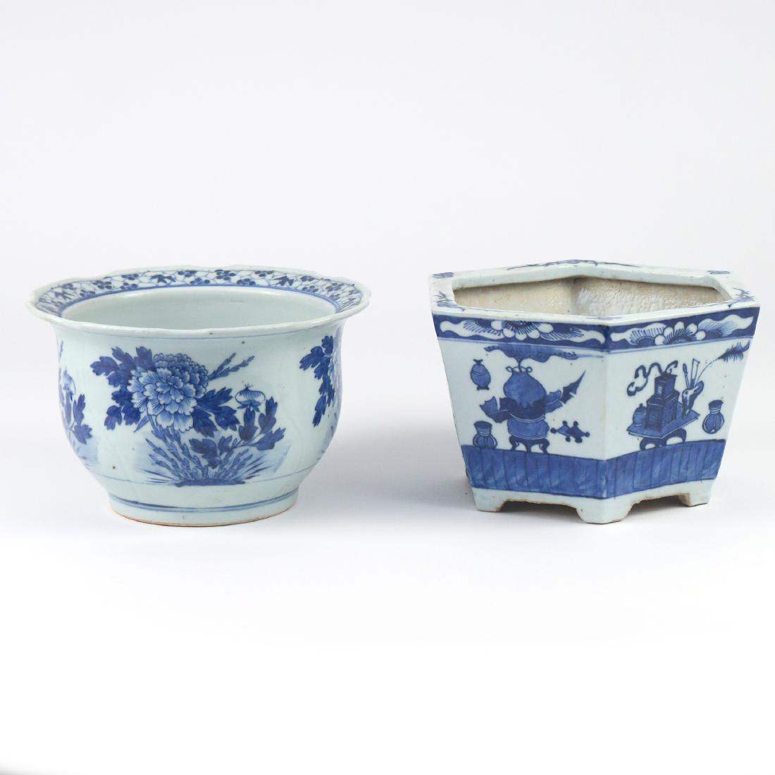 (2pc) CHINESE BLUE & WHITE PORCELAIN JARDINIERES (1 of 5)