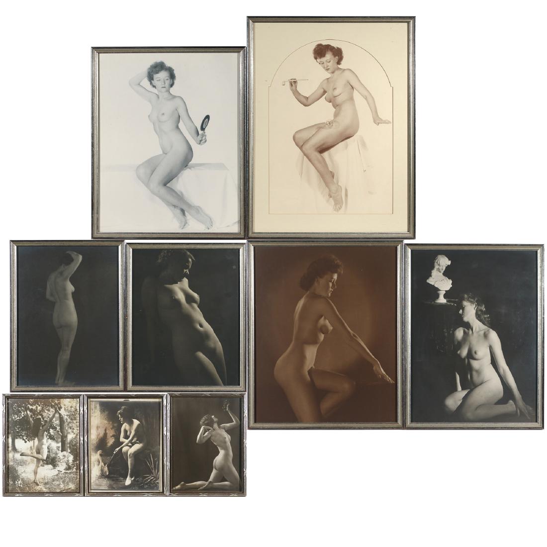 (9pc) B. VINCENT ABBOTT & OTHER PHOTOGRAPHY: Including six B. Vincent Abbott (American, 20th c.) nude photographs; 'Fantastique' (20 x 16 in., framed), 'Norske', and an untitled print, (both 17-1/2 x 14 in., framed), 'Model Resting' (17 x 13 in.