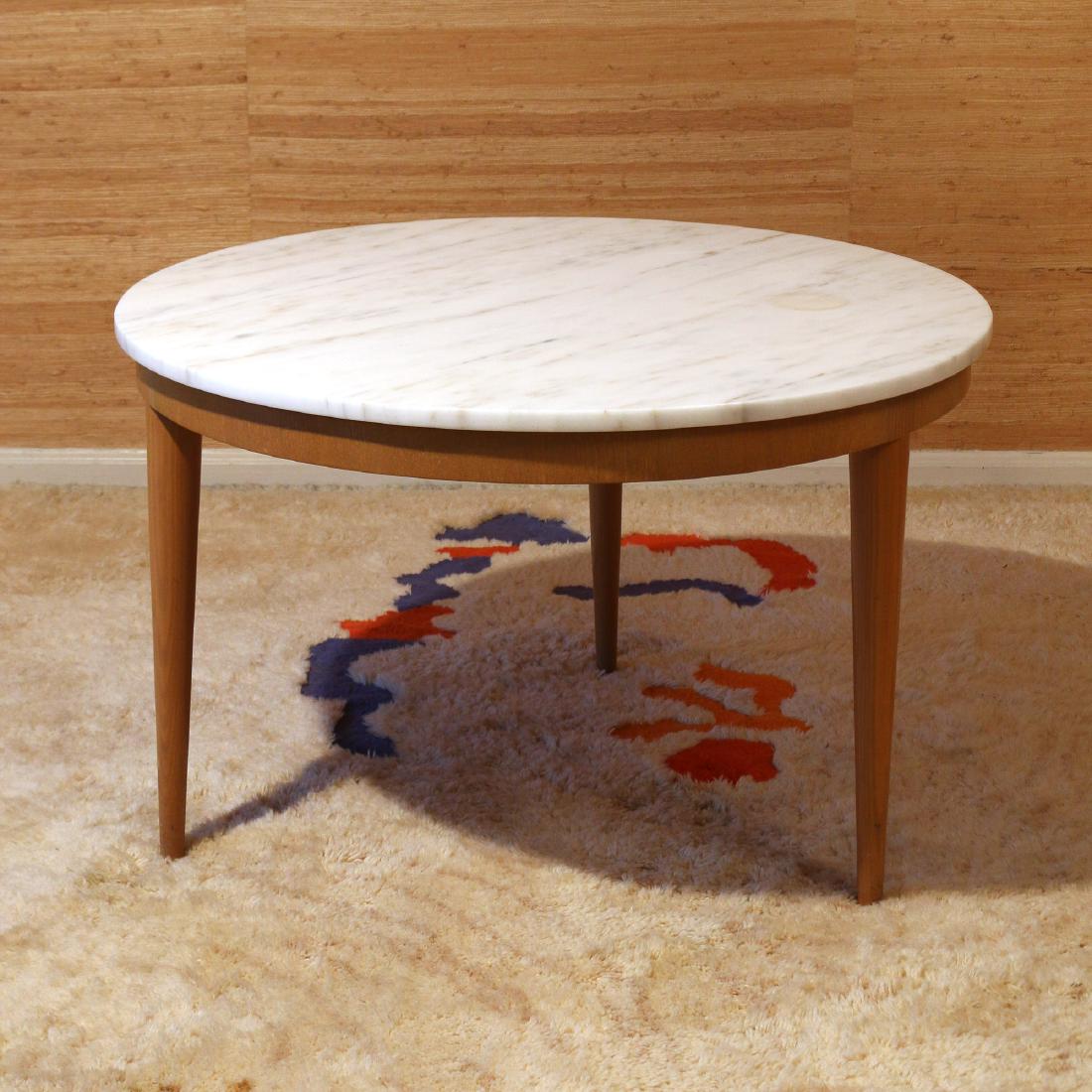 MID-CENTURY MARBLE TOP ROUND SIDE TABLE (1 of 3)