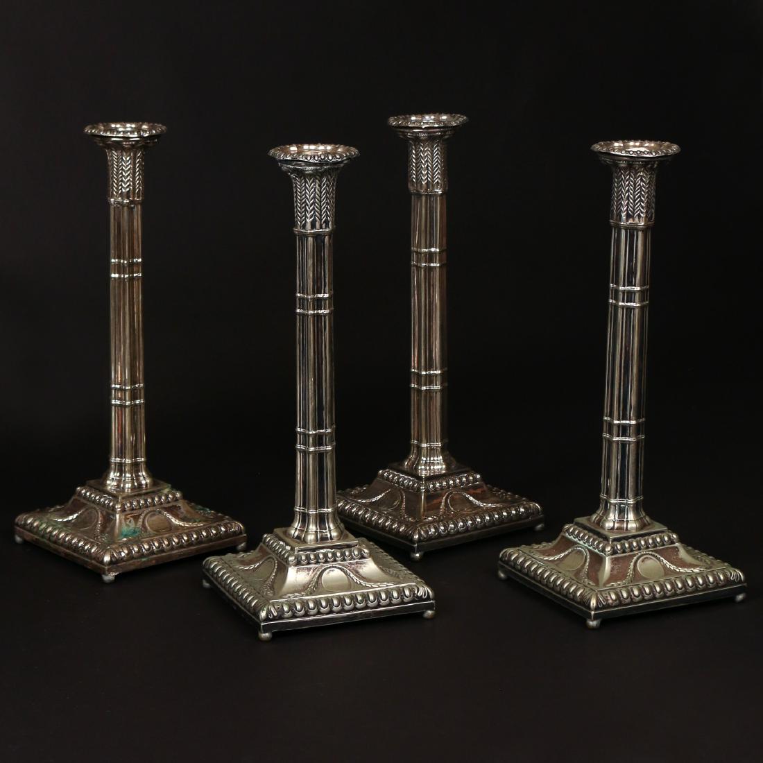 (4pc) ANTIQUE SILVERPLATED CANDLESTICKS (1 of 5)