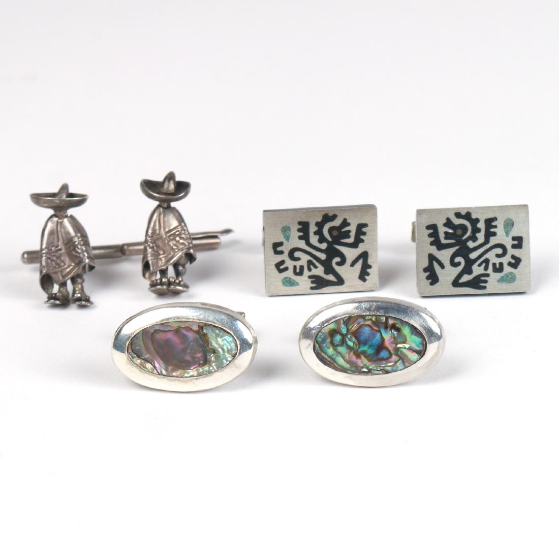 (6pc) MEXICAN SILVER CUFFLINKS (1 of 4)