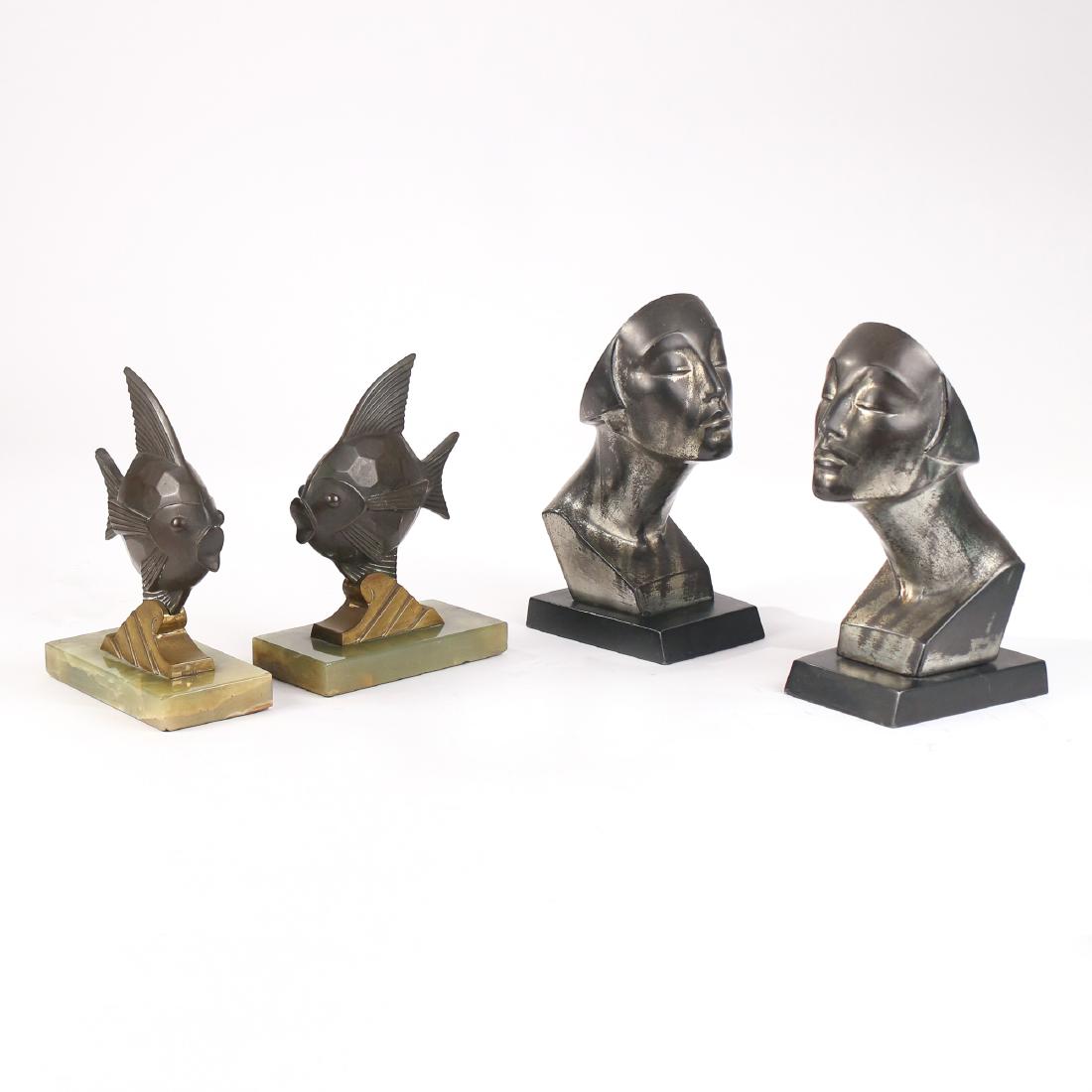 (4pc) TWO PAIRS SCULPTURE BOOKENDS (1 of 5)