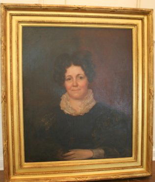 ATTRIBUTEDTO JOHN WESLEY JARVIS (1780-1840, N.Y.C: ATTRIBUTEDTO JOHN WESLEY JARVIS (1780-1840, N.Y.C.) O.C, "1/2 PORTRAIT OF MRS. JOHN LITTLE MOFFAT, NEE" HANNAH CURTIS, B. 1792, DANBURY, CT., MARRIED 1811, D. BROOKLYN, N.Y. PAINTED BY JARVIS, 1832",