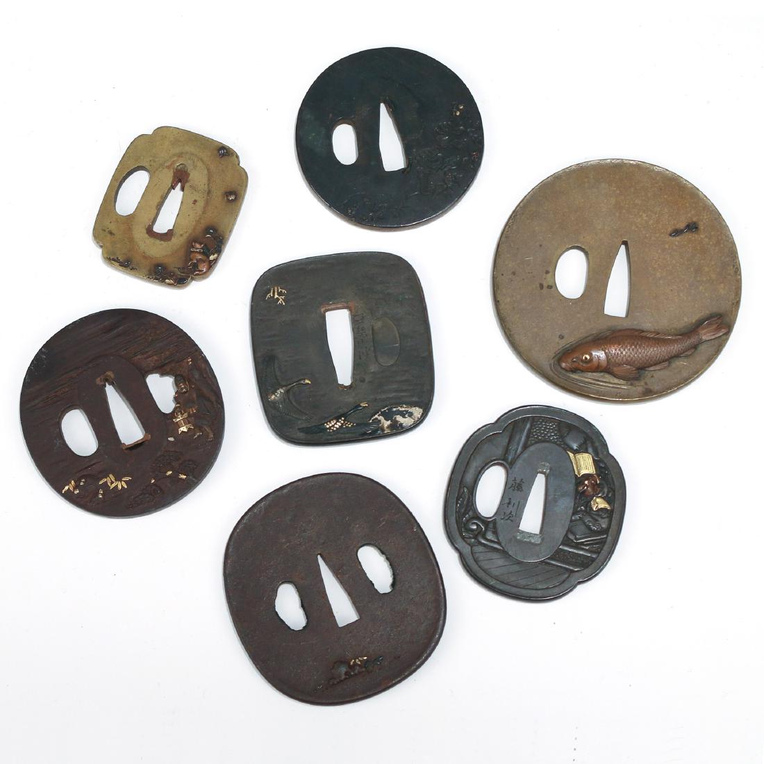(7pc) JAPANESE MIXED METAL TSUBAS: Meiji period or earlier Provenance: Greenwich, CT estate