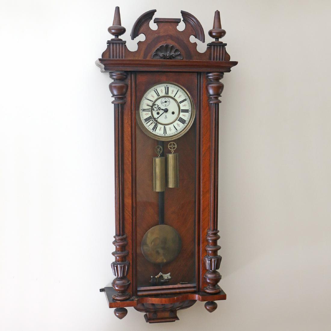 GUSTAV BECKER REGULATOR WALL CLOCK: late 19th/early 20th Century, having two weights h. 46 w. 16 d. 6-1/4 in. [IN SITU] Preview by appointment only as the item is stored externally to the saleroom. No condition report available. Success