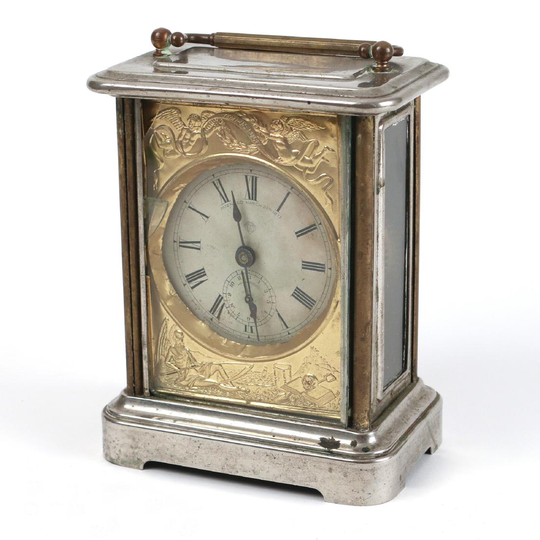 ANTIQUE ANSONIA ALARM CARRIAGE CLOCK