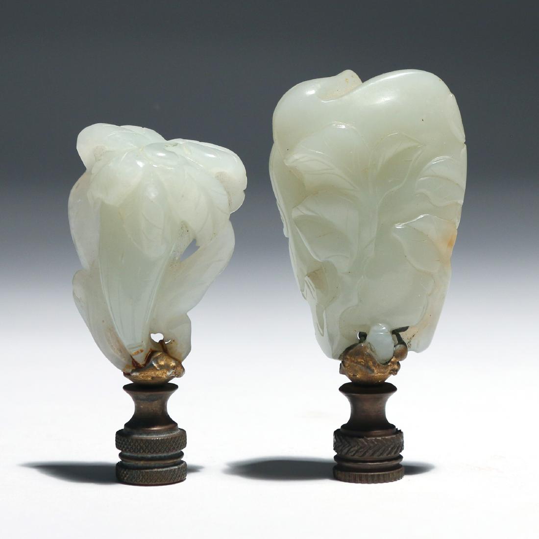 (2pc) CHINESE WHITE JADE VEGETABLE CARVINGS (1 of 5)