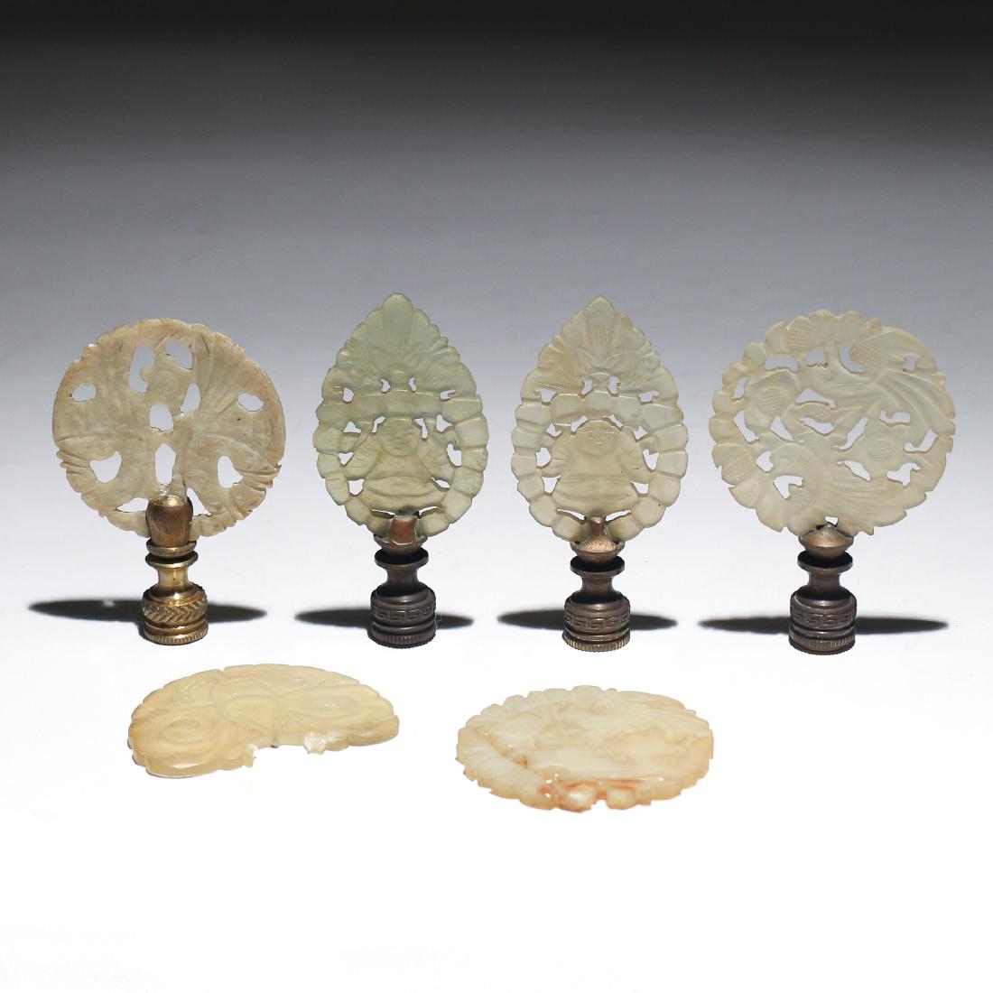 (6pc) MISC. CHINESE JADE AND/OR HARDSTONE FINIALS (1 of 6)