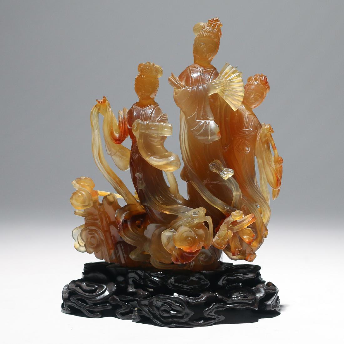 CHINESE CARVING of THREE MAIDENS (1 of 12)