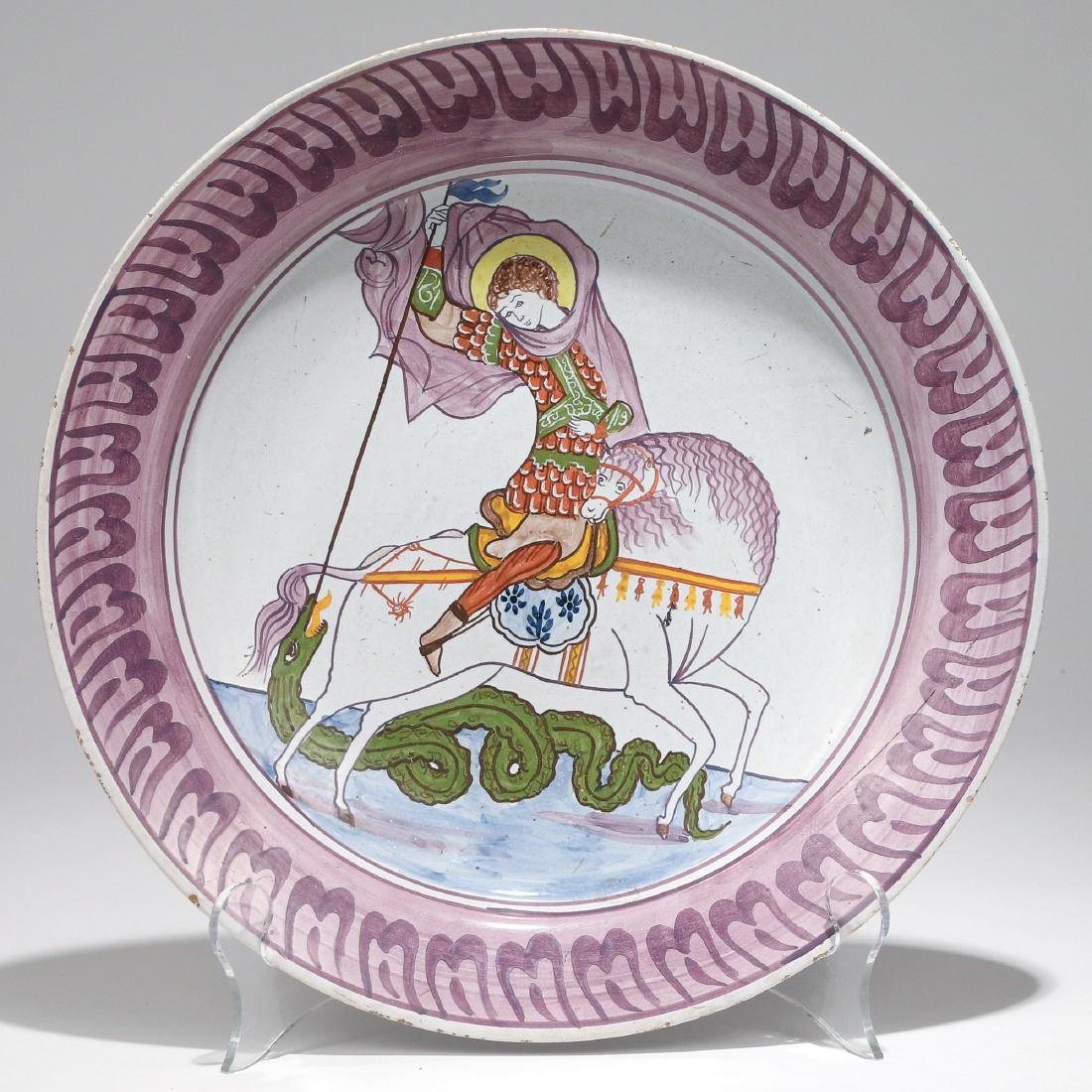 FRENCH OR ITALIAN FAIENCE CHARGER (1 of 6)