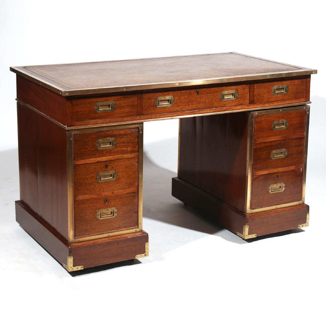 ENGLISH MAHOGANY & LEATHER CAMPAIGN DESK (1 of 7)