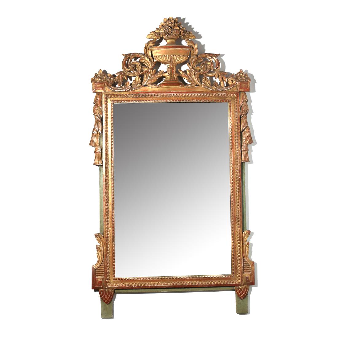 LOUIS XVI GILT CARVED & PAINTED WALL MIRROR (1 of 7)