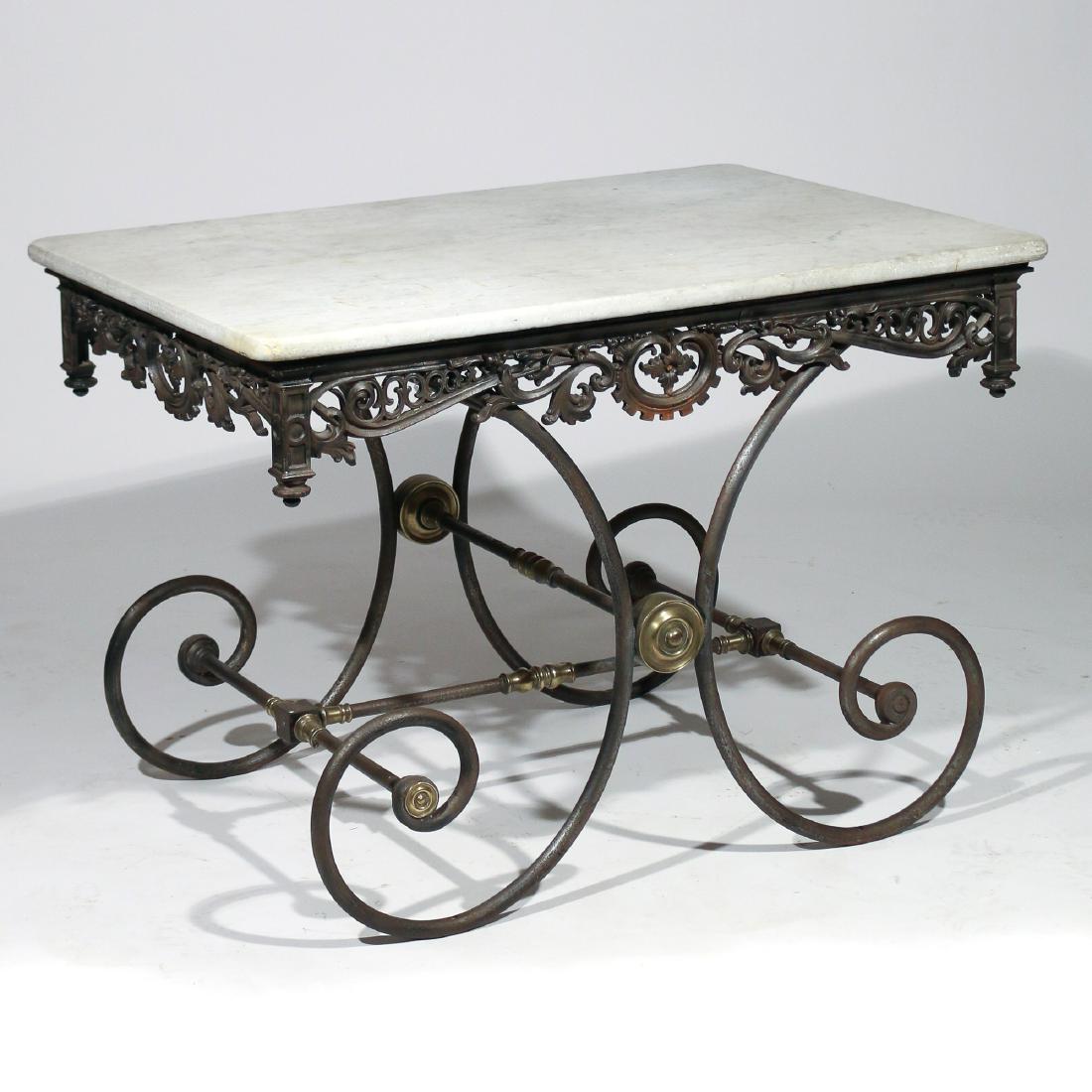 FRENCH IRON AND BRASS BAKER’S TABLE (1 of 7)