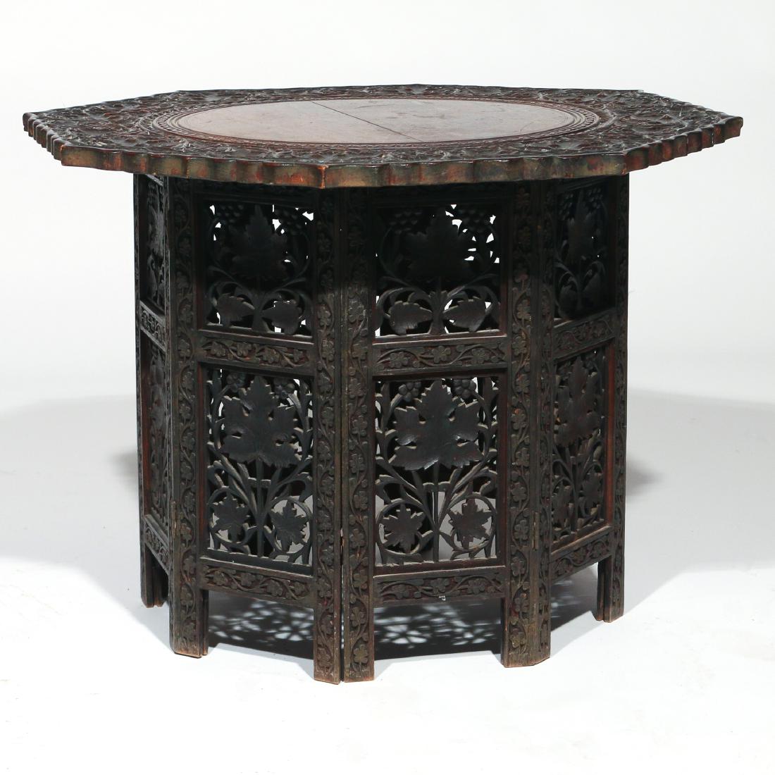 INDIAN CARVED MAHOGANY SIDE TABLE (1 of 7)