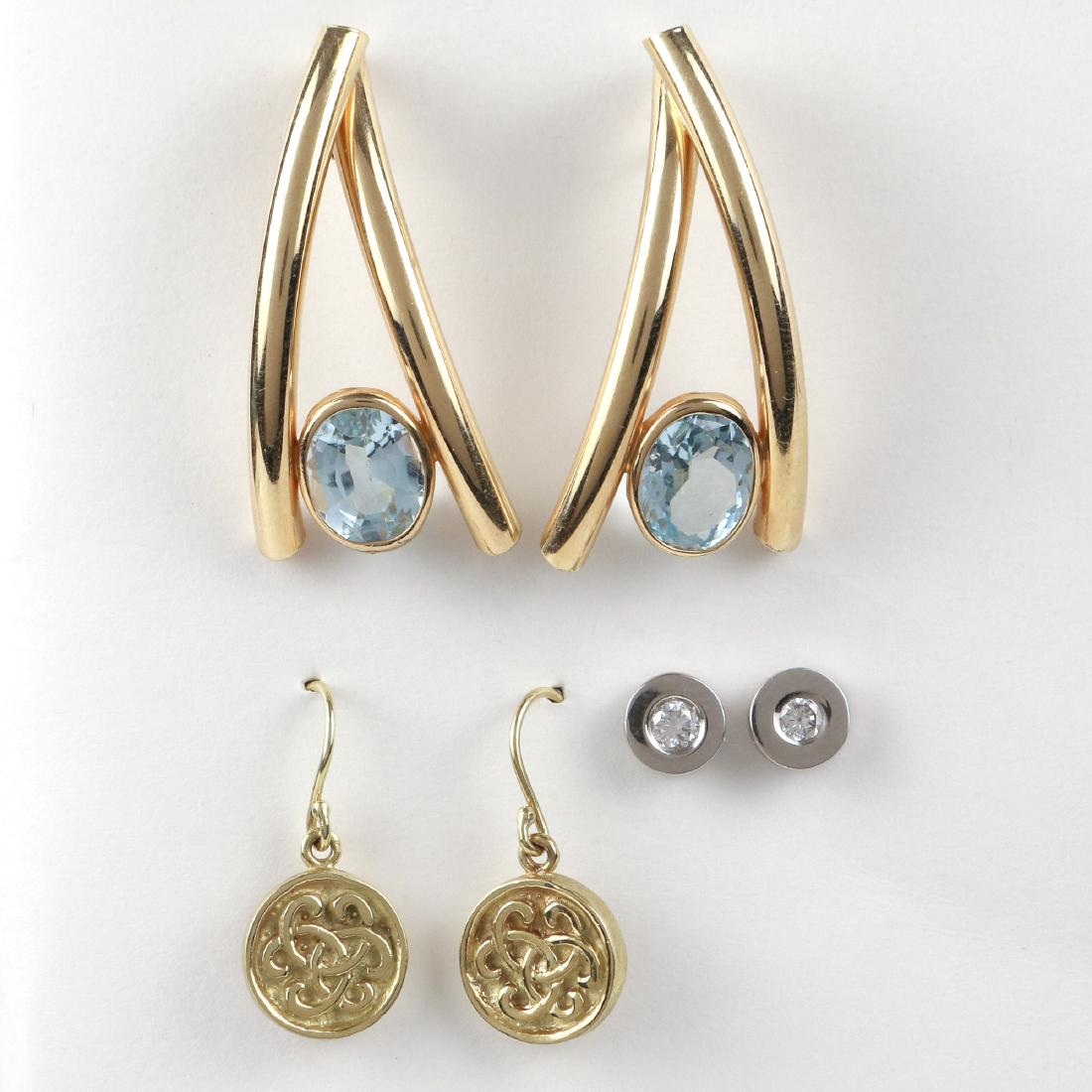 (6pc) THREE PAIRS GEMSTONE EARRINGS (1 of 5)