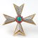 EMERALD, RUBY, DIAMOND & 18k GOLD CROSS PENDANT