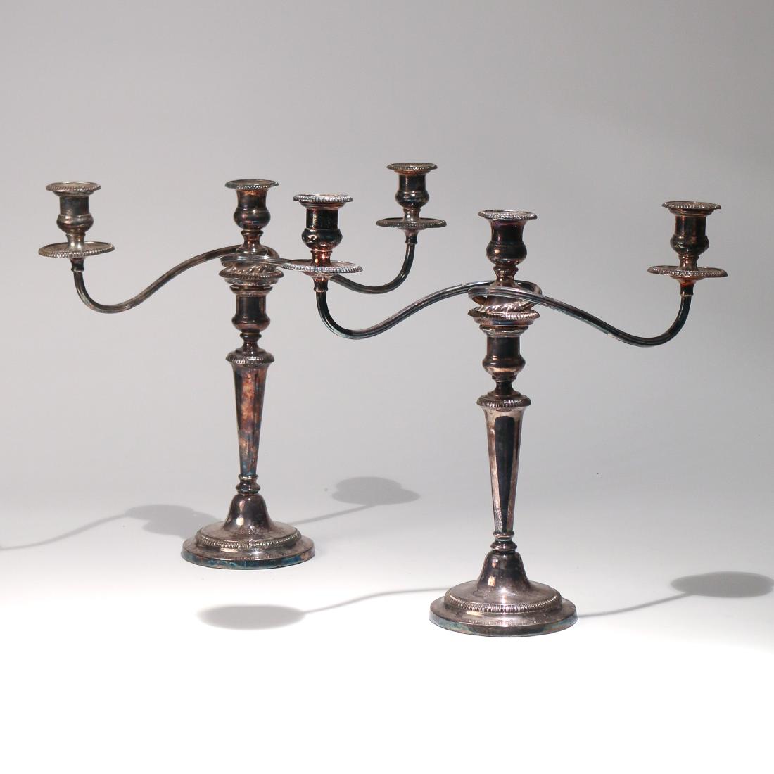PAIR SILVER-PLATE CANDELABRA (1 of 2)