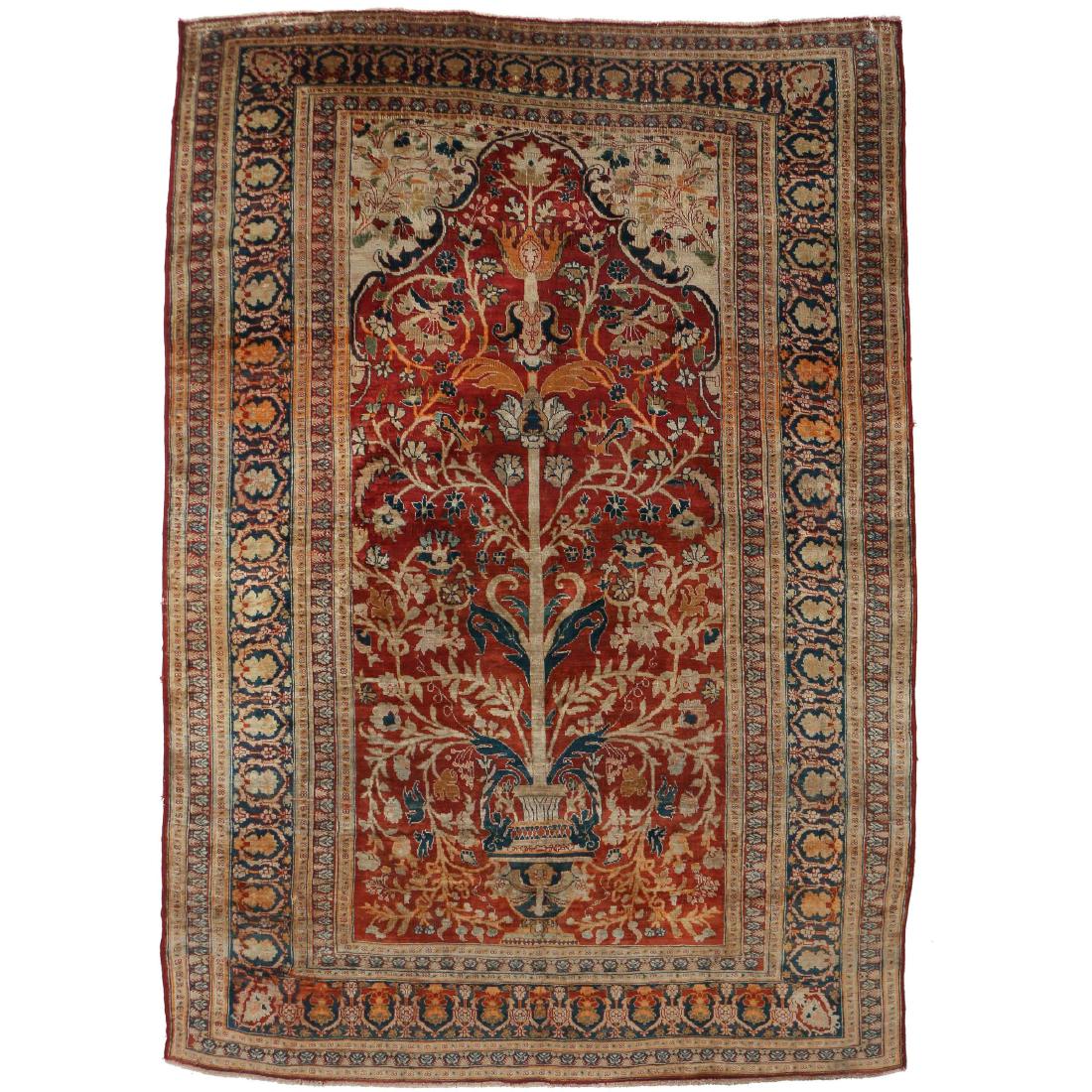 ANTIQUE TURKISH SILK VASE PRAYER RUG (1 of 11)