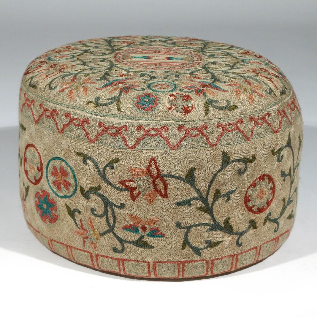 ANTIQUE CREWEL-WORK OTTOMAN (1 of 4)