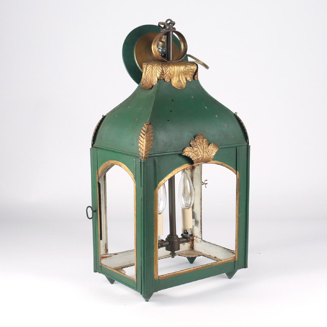 GREEN & GILT TOLE LANTERN (1 of 2)