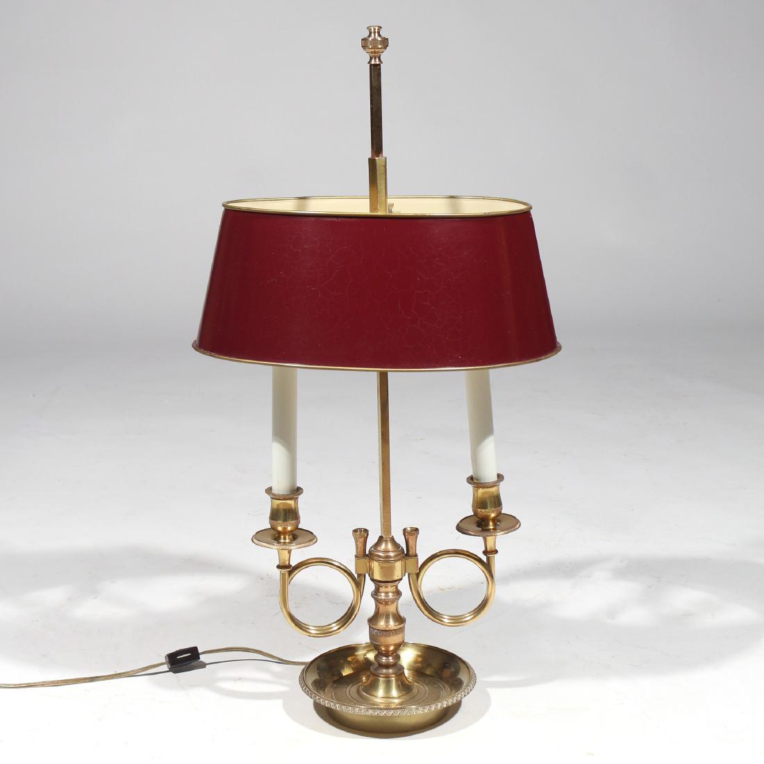 BRASS LAMP WITH TOLE SHADE (1 of 2)