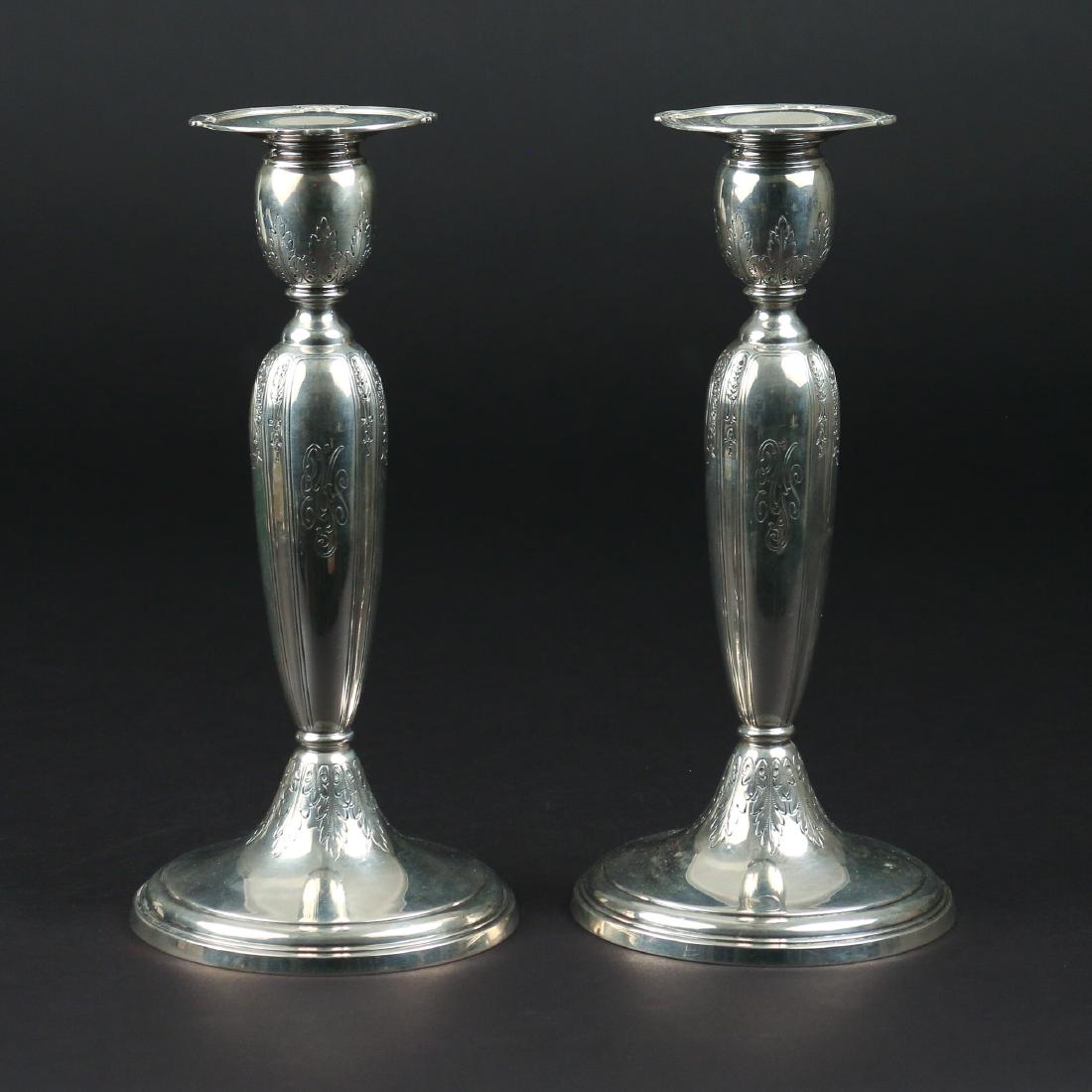 PAIR GORHAM STERLING WEIGHTED CANDLESTICKS (1 of 4)