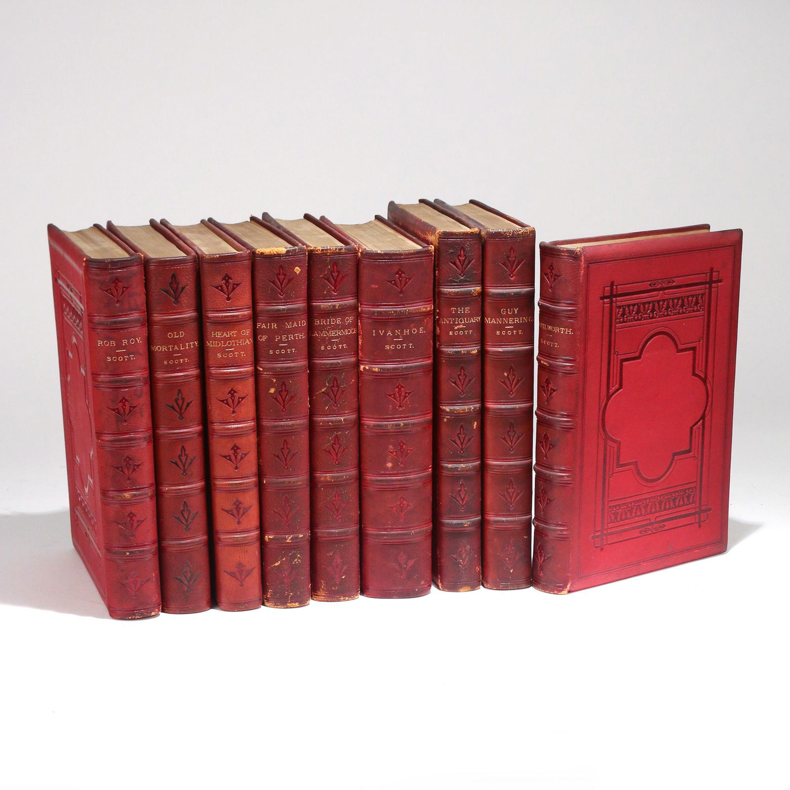 (9vol) WORKS; SIR WALTER SCOTT RED FULL LEATHER (1 of 2)
