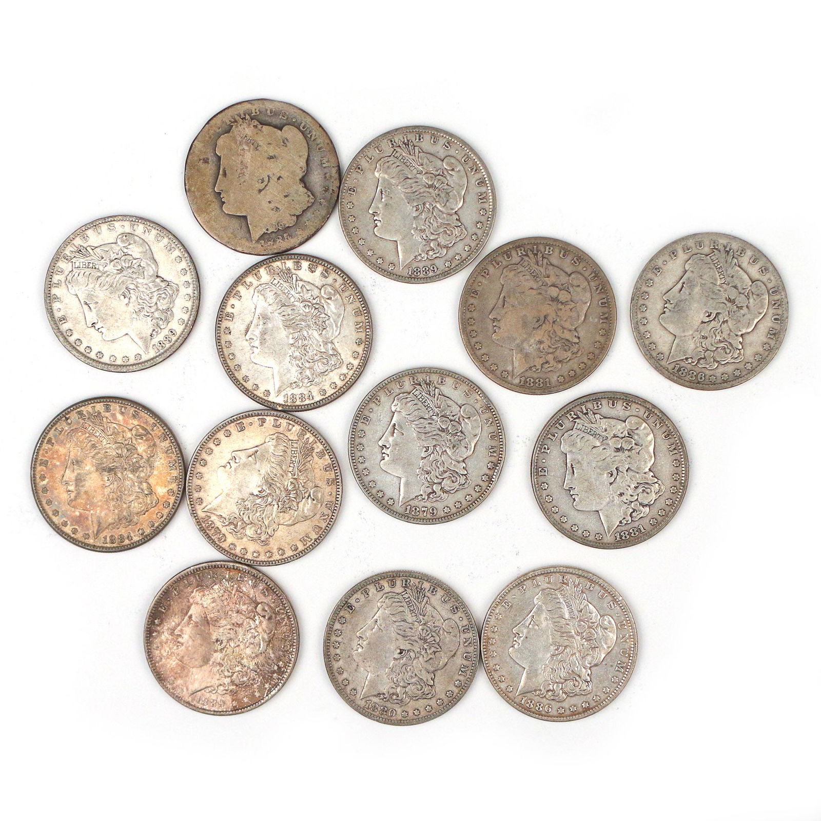 (13pc) 1870-1880's MORGAN SILVER DOLLARS (1 of 2)