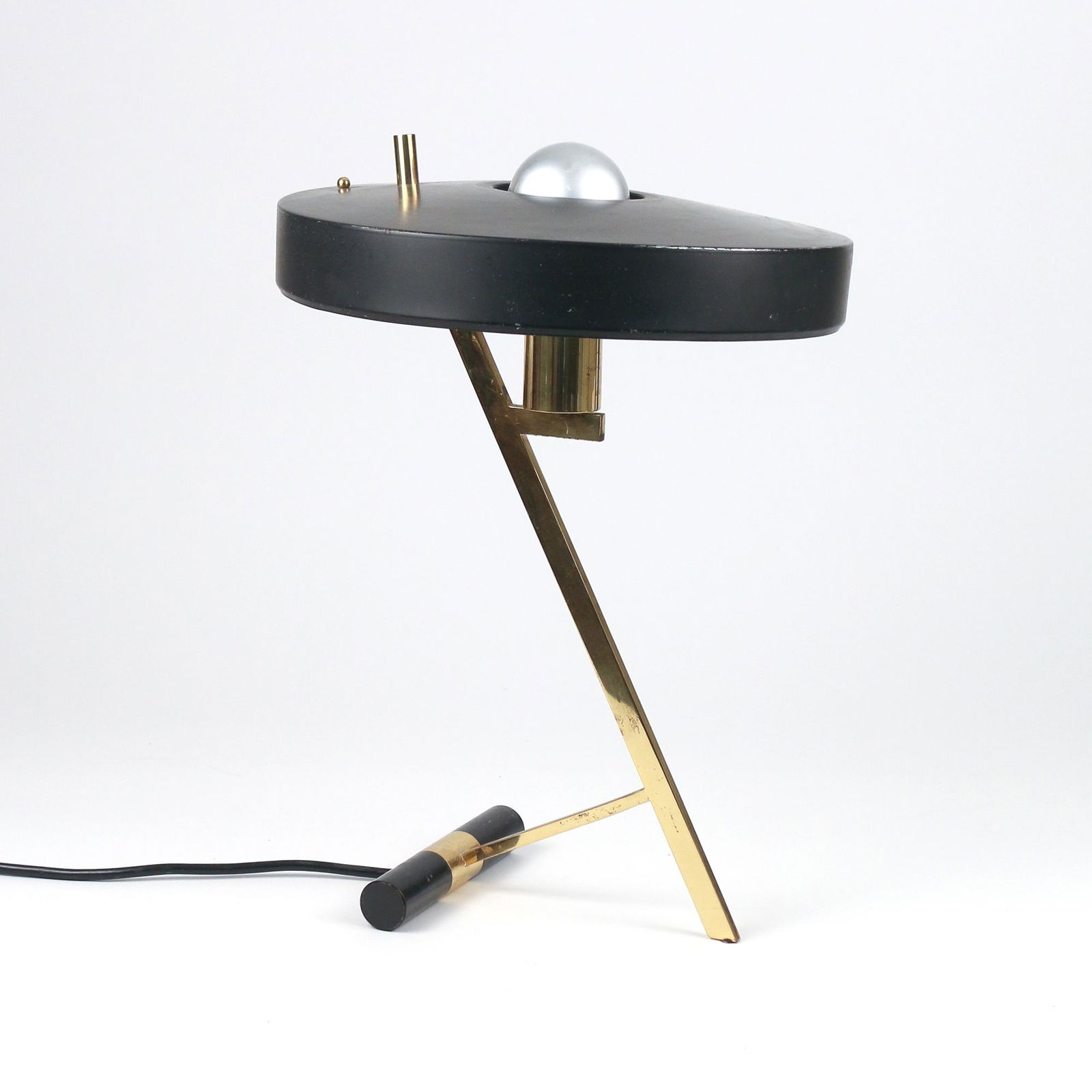 FRENCH DECO BRASS & ENAMELED STEEL TABLE LAMP (1 of 1)