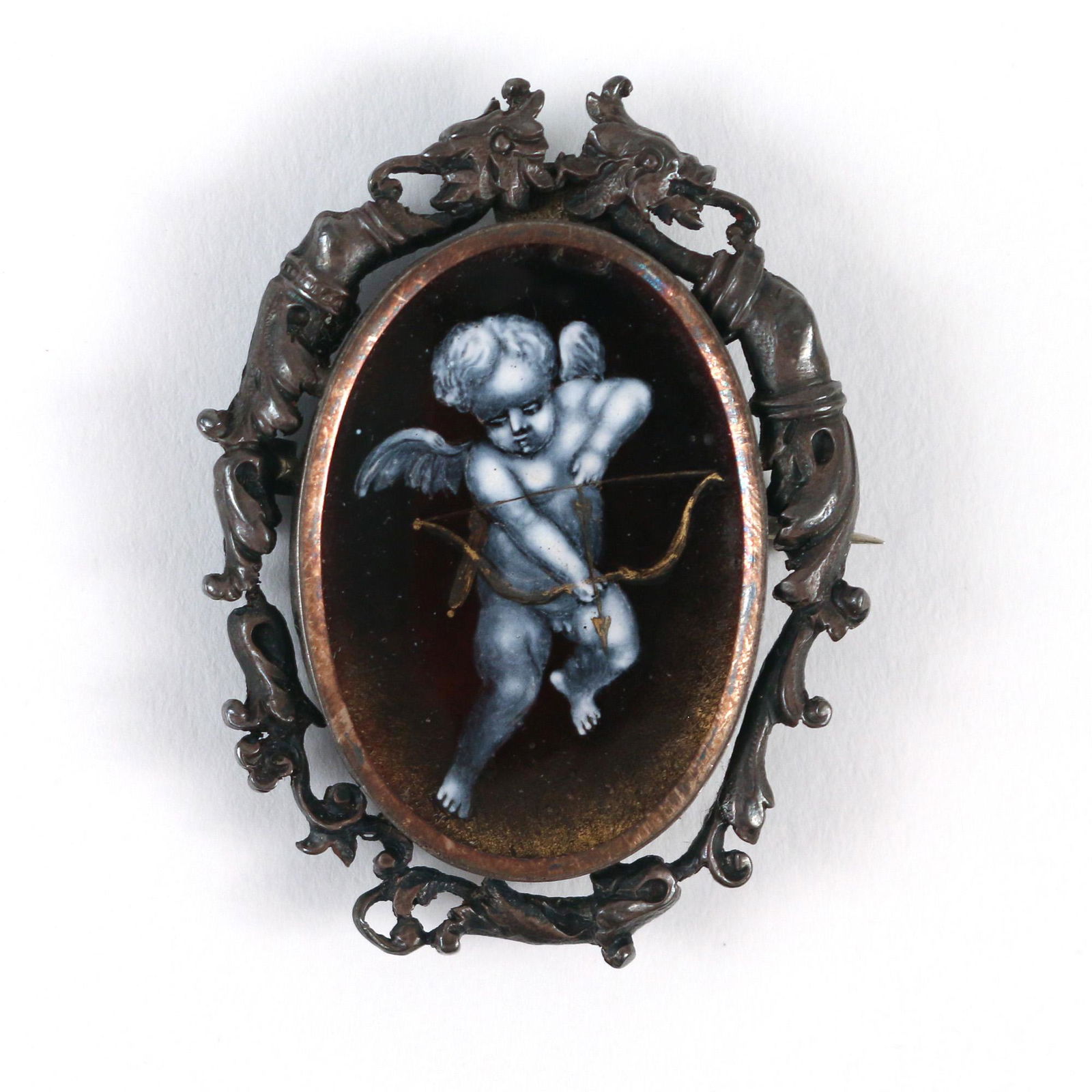 ANTIQUE LIMOGES ENAMEL PENDANT/PIN (1 of 2)