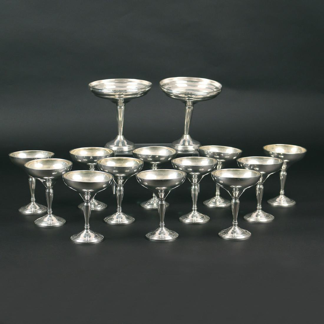(14pc) WEIGHTED SILVER GOBLETS & OTHER (1 of 2)