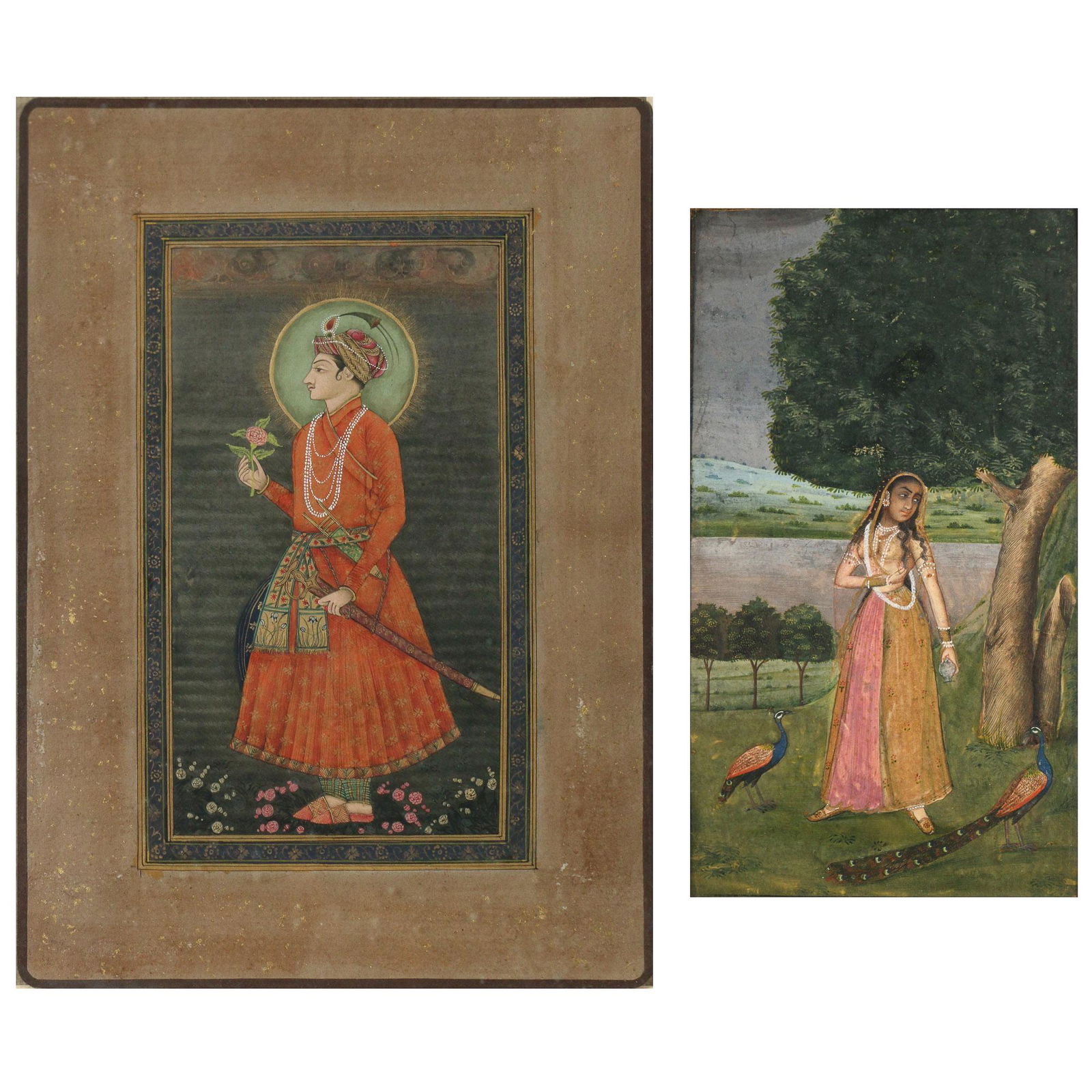 (2pc) INDIAN MINIATURE ILLUSTRATIONS (1 of 6)